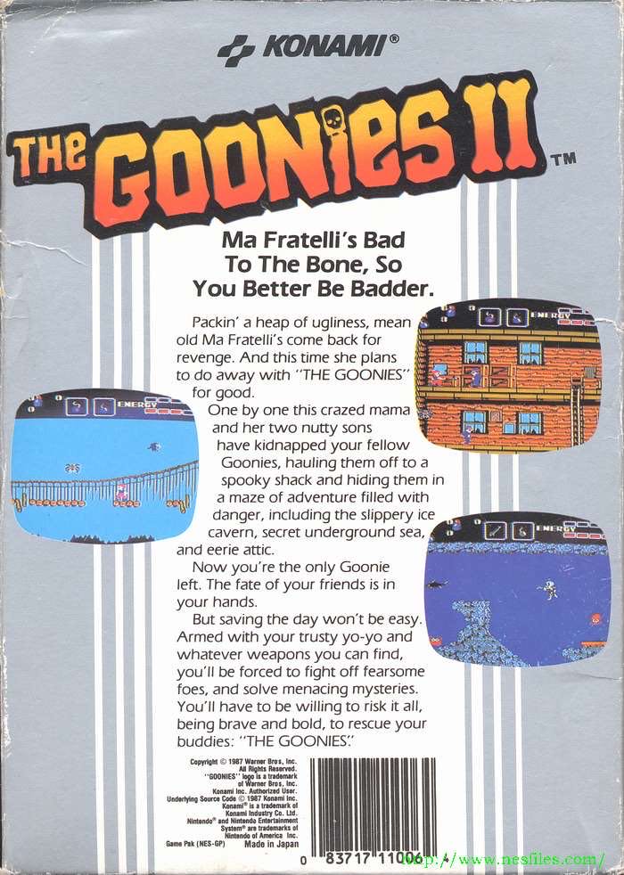 The Goonies II - Nintendo Entertainment System (NES) (Konami - 1) video game collectible - Main Image 2