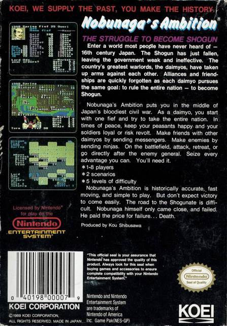 Nobunaga’s Ambition - Sega Genesis (Mega Drive) (Koei) video game collectible [Barcode 040198000710] - Main Image 2