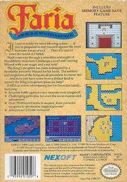 Faria - Nintendo Entertainment System (NES) (Nexoft - 1) video game collectible [Barcode 093992010508] - Main Image 2