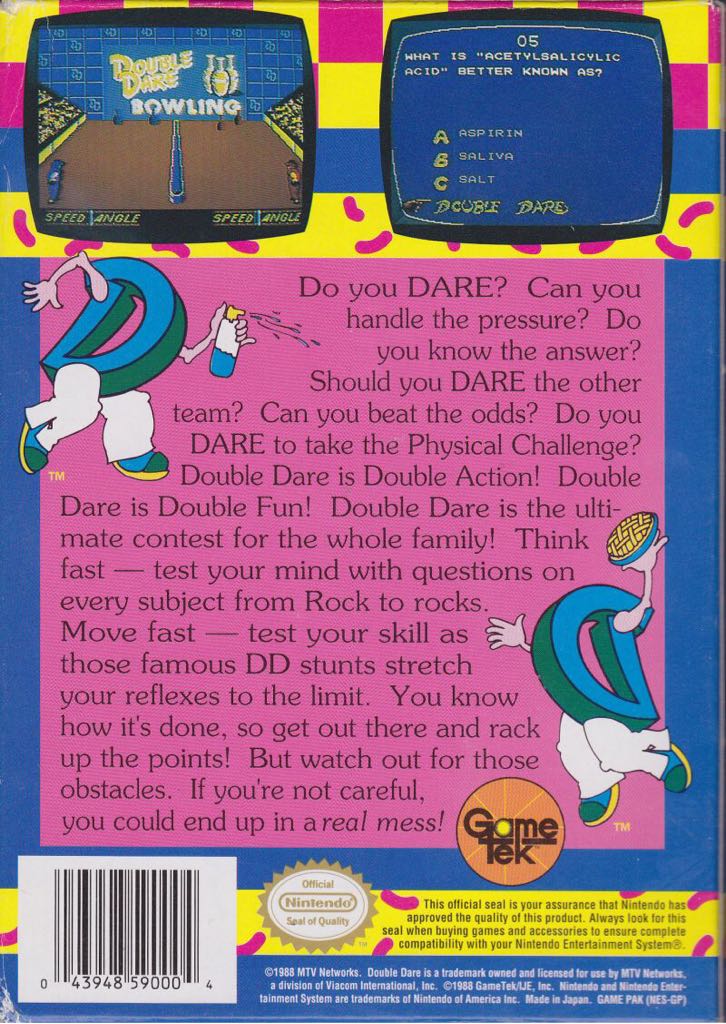 Double Dare - Nintendo Entertainment System (NES) (Game Tek - 1-2) video game collectible [Barcode 043948590004] - Main Image 2