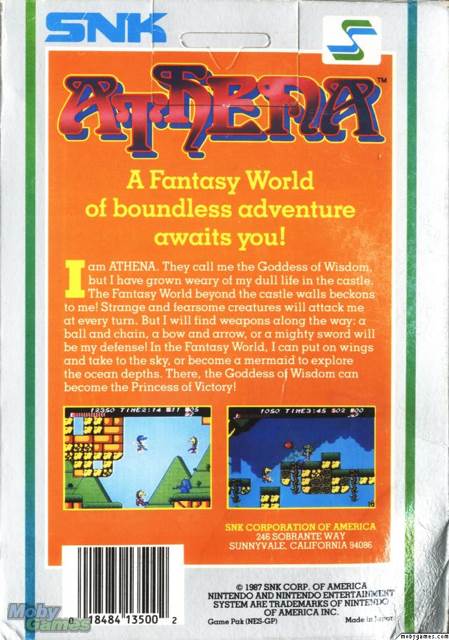 Athena - Nintendo Entertainment System (NES) video game collectible - Main Image 2