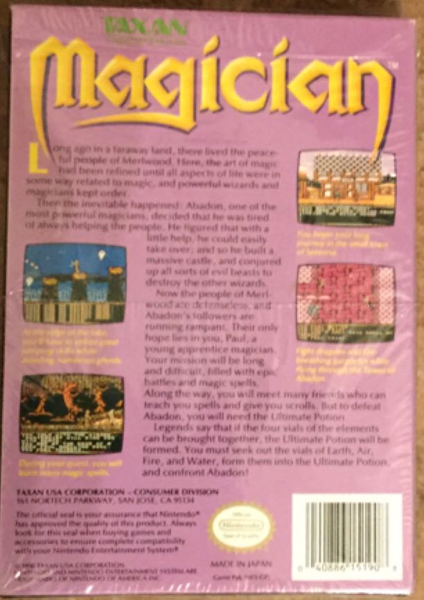 Magician - Nintendo Entertainment System (NES) (Taxan - 1) video game collectible [Barcode 040886151908] - Main Image 2