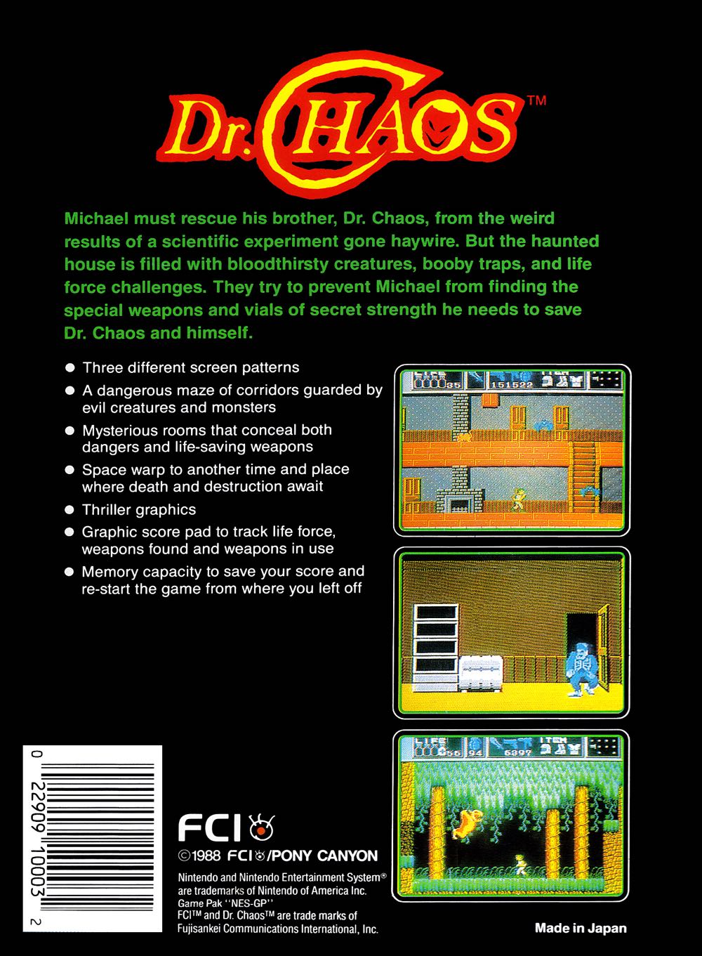 Dr. Chaos - Nintendo Entertainment System (NES) (FCI - 1) video game collectible - Main Image 2