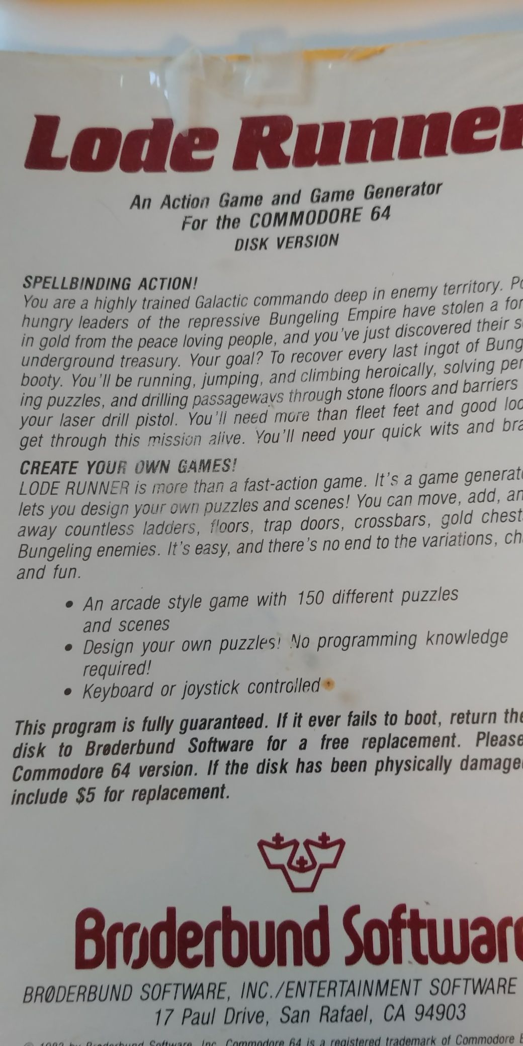 Load Runner - Commodore 64 (Broderbrund Software) video game collectible - Main Image 2