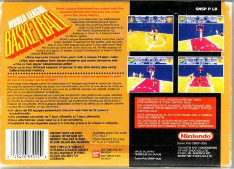 World League Basketball - Nintendo Super Nintendo Entertainment System (SNES) (Nintendo - 2) video game collectible [Barcode 045496830199] - Main Image 2