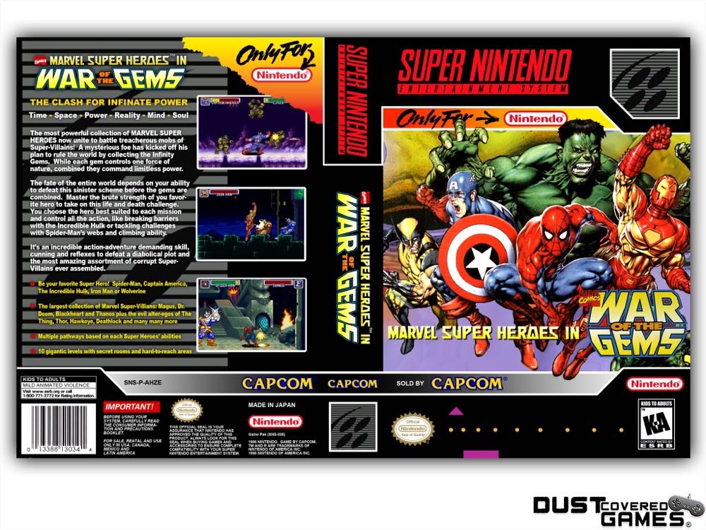 Marvel Super Heroes in War of the Gems - Nintendo Super Nintendo Entertainment System (SNES) (Capcom - 1) video game collectible - Main Image 3