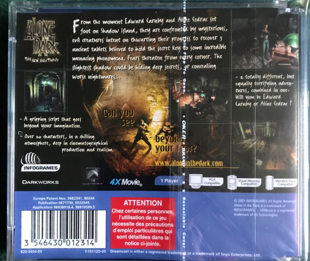 Alone In The Dark: The New Nightmare - Sega Dreamcast (Infogrames - 1) video game collectible [Barcode 3546430012314] - Main Image 2