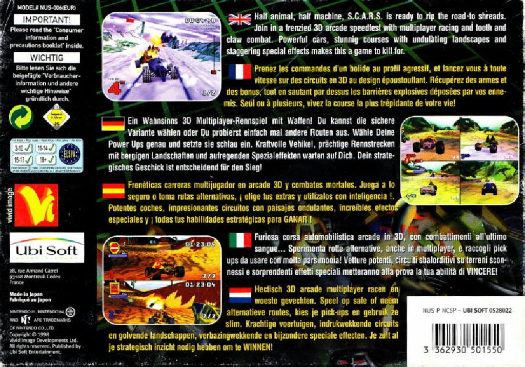 S.C.A.R.S. - Nintendo 64 (N64) (Ubisoft - 1-4) video game collectible [Barcode 3362930501550] - Main Image 2