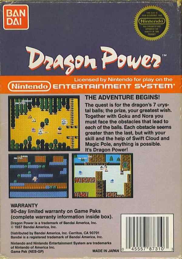 Dragon Power - Nintendo Entertainment System (NES) (Bandai) video game collectible - Main Image 2