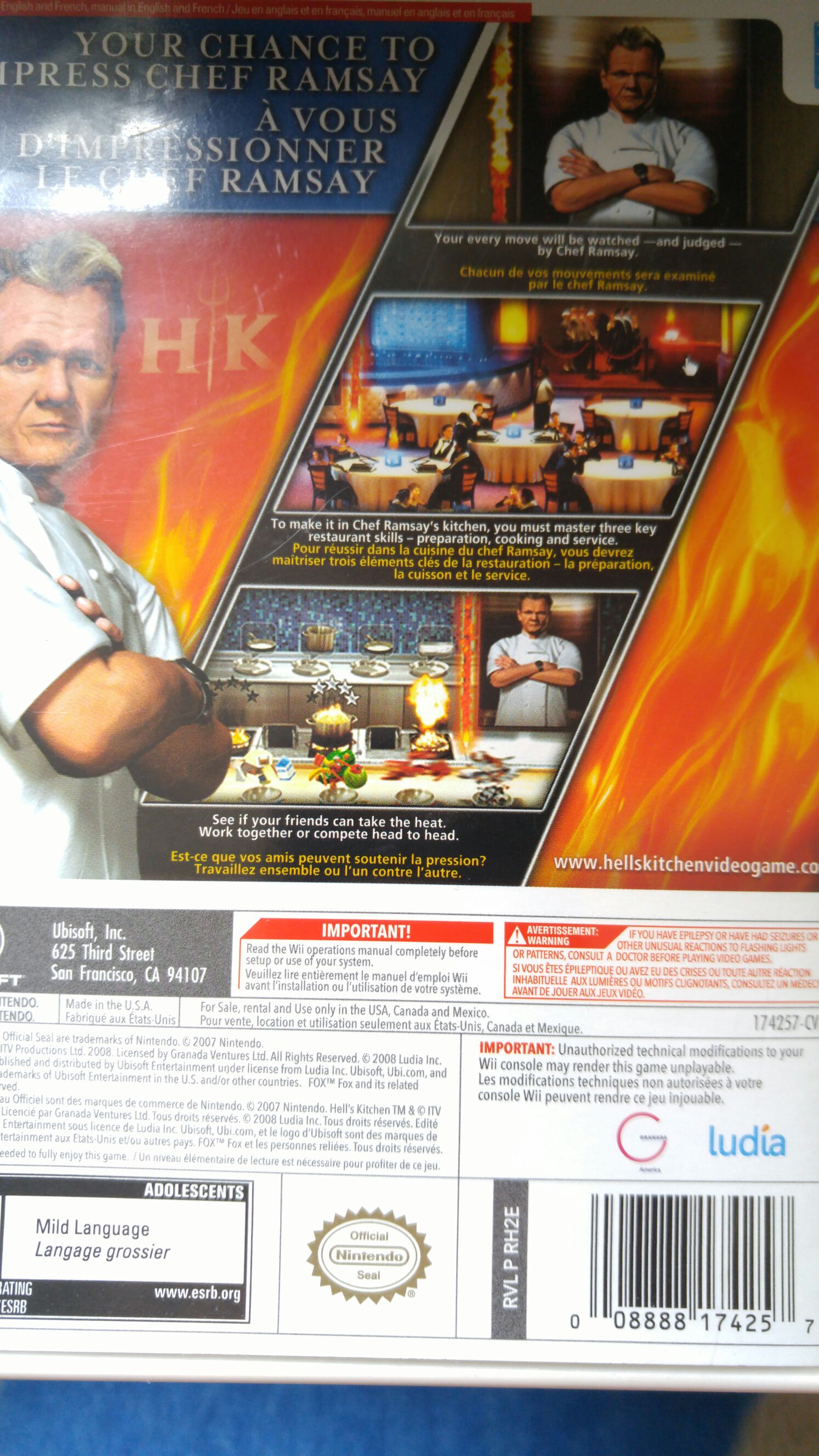Hell’s Kitchen - Nintendo Wii (Ubi Soft - 2) video game collectible [Barcode 008888174257] - Main Image 2