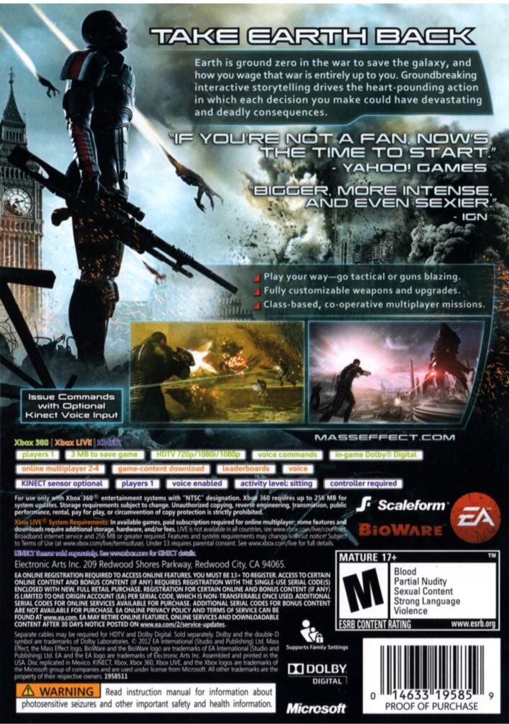 Mass Effect 3 - Microsoft Xbox 360 (Mass effect - Single) video game collectible [Barcode 5030934101585] - Main Image 2