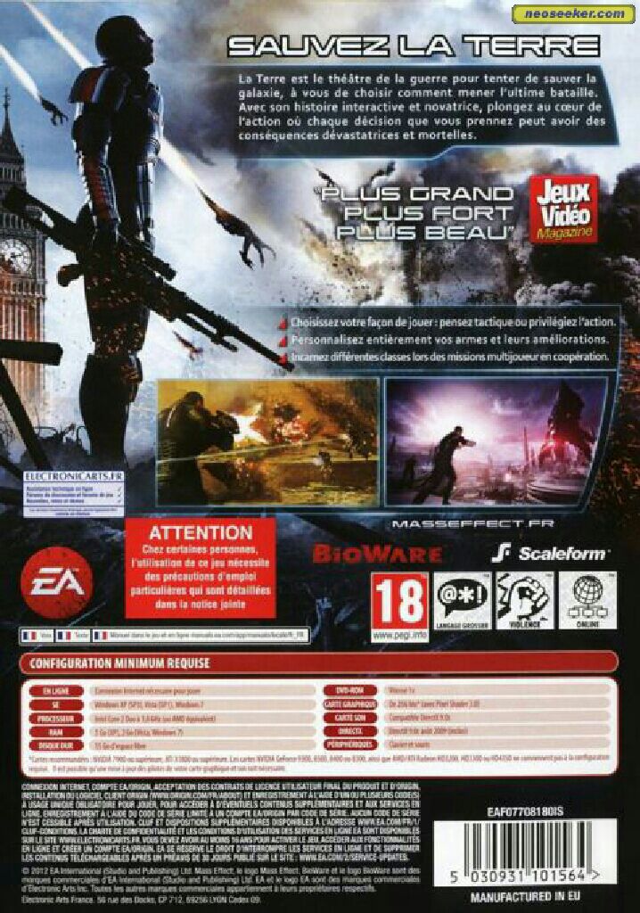 Mass Effect 3 - Sony PlayStation 3 (PS3) (EA/Bioware - 1) video game collectible [Barcode 7892110132381] - Main Image 2