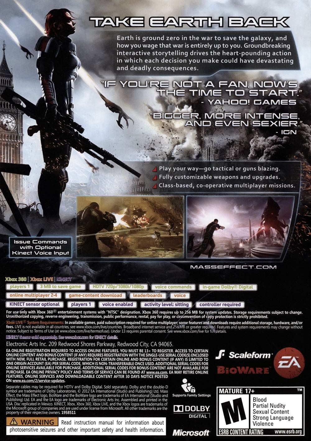 Mass Effect 3 - Microsoft Xbox 360 ((EA) Electronic Arts - 4) video game collectible - Main Image 2