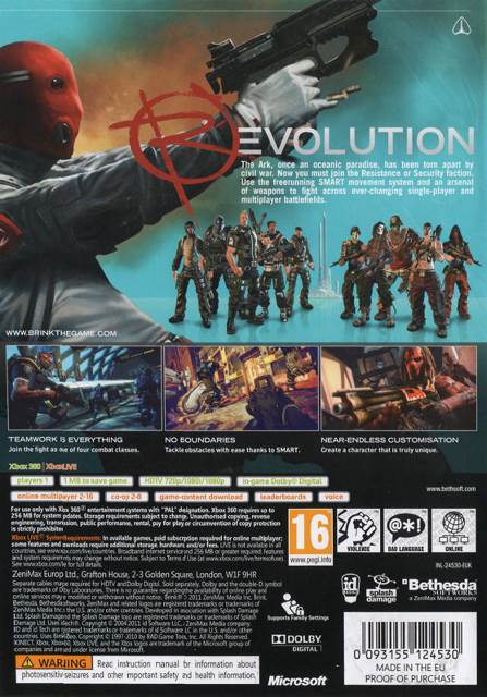 Brink - Sony PlayStation 3 (PS3) (Bethesda Softworks - 1) video game collectible [Barcode 093155117020] - Main Image 2