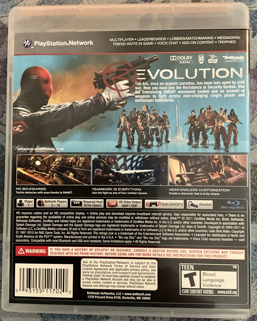 Brink - Sony PlayStation 3 (PS3) (Bethesda Softworks - 1) video game collectible [Barcode 093155117020] - Main Image 4