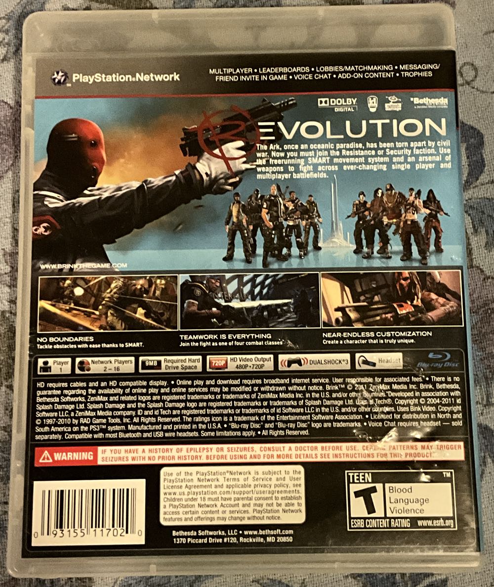 Brink - Sony PlayStation 3 (PS3) (Bethesda Softworks - 1) video game collectible [Barcode 093155117020] - Main Image 8