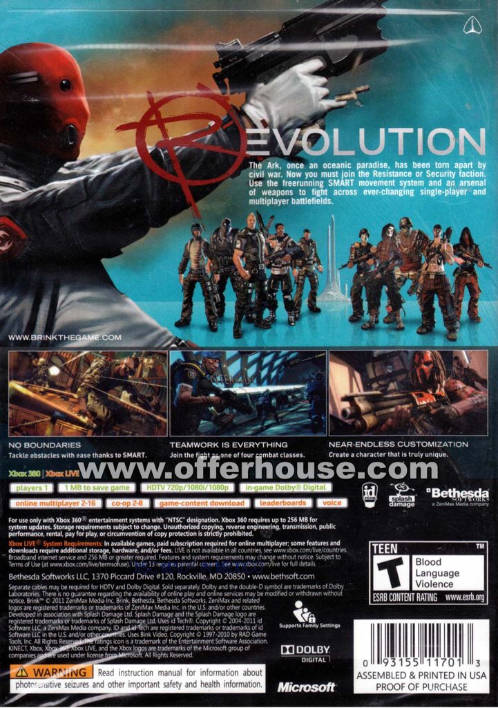 Brink - Microsoft Xbox 360 (Bethesda - 16) video game collectible [Barcode 093155117044] - Main Image 2