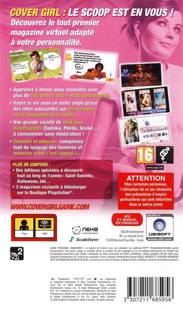 Cover Girl - Sony PlayStation Portable (PSP) (Ubisoft - 1) video game collectible [Barcode 3307211685932] - Main Image 2