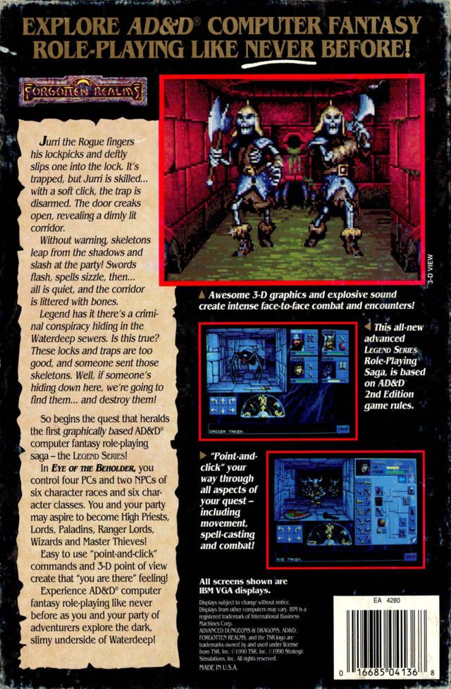 Eye Of The Beholder - PC (Strategic Simulations Inc. (SSI), FCI, U.S. Gold - 1) video game collectible [Barcode 016625741365] - Main Image 2