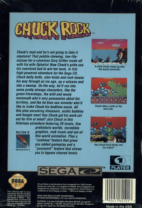 Chuck Rock - Sega CD (Sega - 1) video game collectible [Barcode 088100000472] - Main Image 2