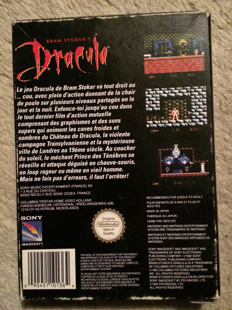 Bram Stoker’s Dracula - Nintendo Entertainment System (NES) (Sony Imagesoft - 1) video game collectible - Main Image 2