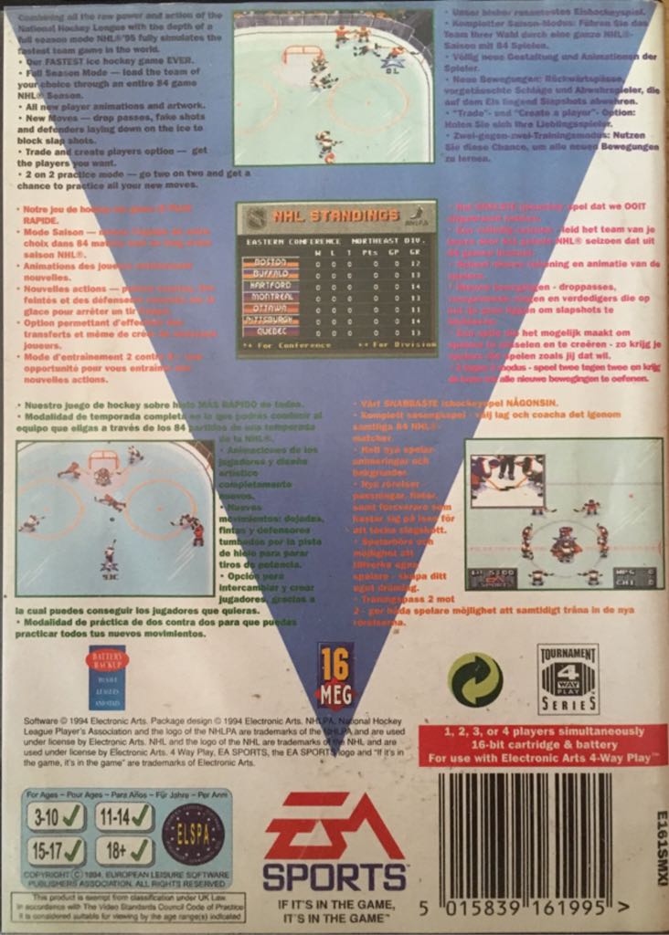 NHL 95 - Sega Mega Drive ((EA) Electronic Arts - 4) video game collectible [Barcode 5015839161995] - Main Image 2