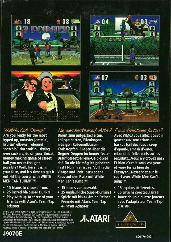 White Men Can’t Jump - Atari Jaguar (Atari Corp. - 4) video game collectible [Barcode 077000400727] - Main Image 2
