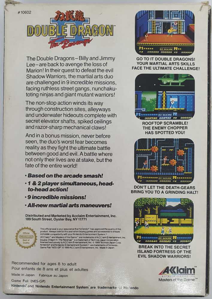 Double Dragon II: The Revenge - Nintendo Entertainment System (NES) (Technos Japan - 1-2) video game collectible - Main Image 2