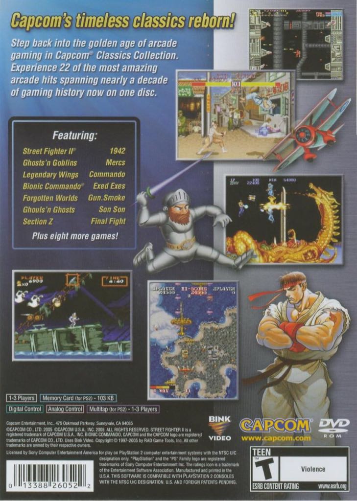 Capcom Classics Collection - Sony PlayStation 2 (PS2) (Capcom - 1-2) video game collectible [Barcode 013328860522] - Main Image 2