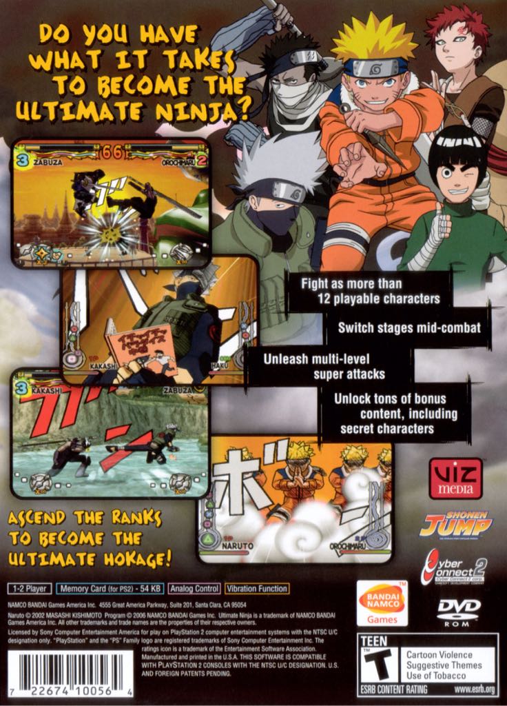 PS2 / Naruto : Ultimate Ninja - Sony PlayStation 2 (PS2) (Bandai Namco - 1-2) video game collectible [Barcode 3296580803026] - Main Image 2
