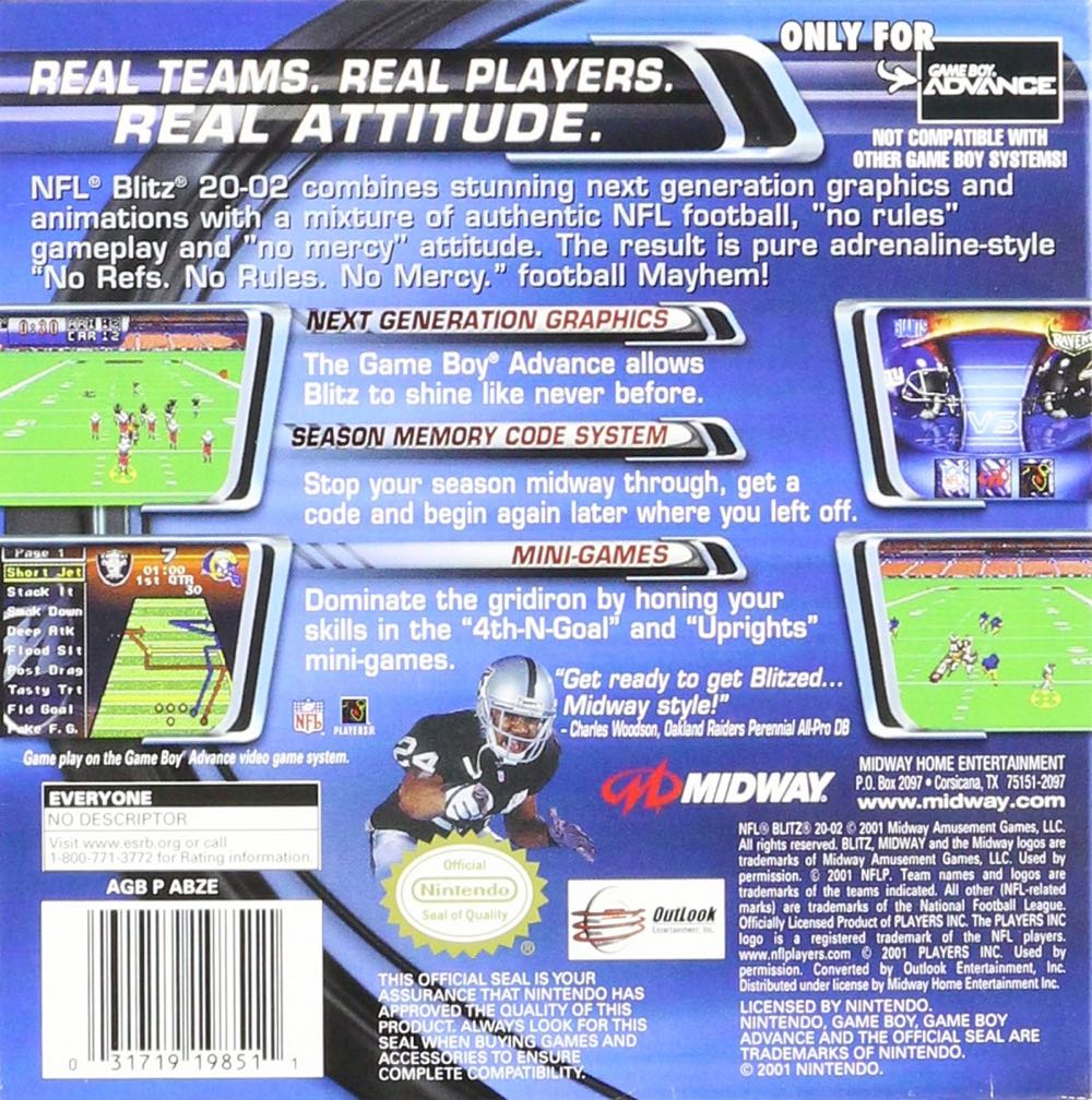NFL Blitz 2002 - Nintendo Game Boy Advance (GBA) (Midway Games - 1-2) video game collectible - Main Image 2