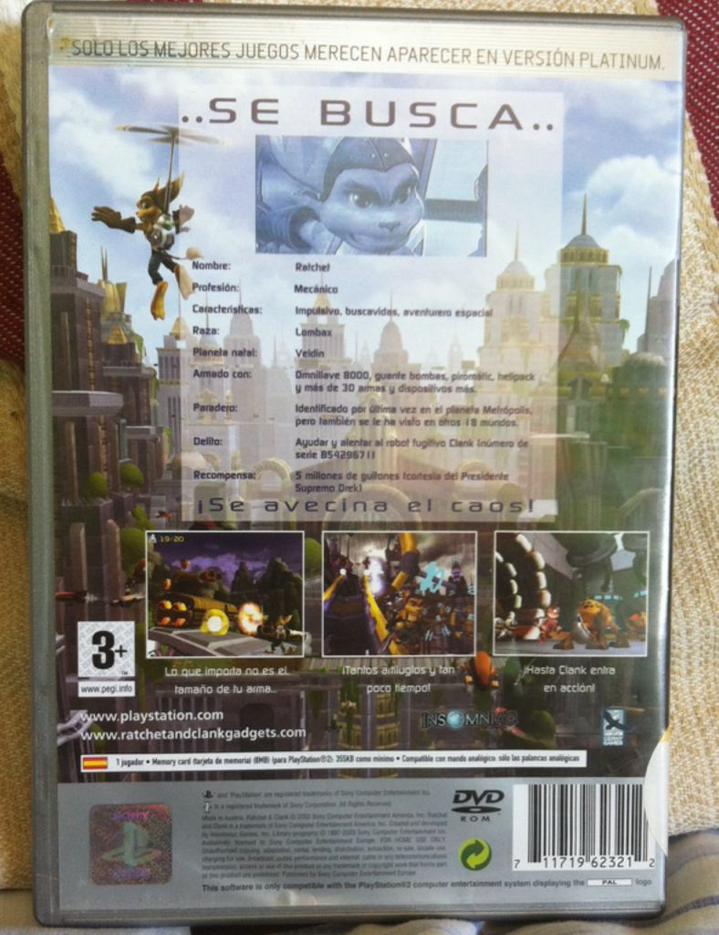 Ratchet & Clank (PS2 Platinum) - Sony PlayStation 2 (PS2) (Insommiac Games - 1) video game collectible [Barcode 711719623212] - Main Image 2