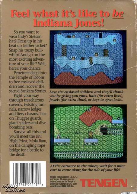 Indiana Jones And The Temple Of Doom - Nintendo Entertainment System (NES) (Mindscape Inc. - 1) video game collectible [Barcode 031763014126] - Main Image 2