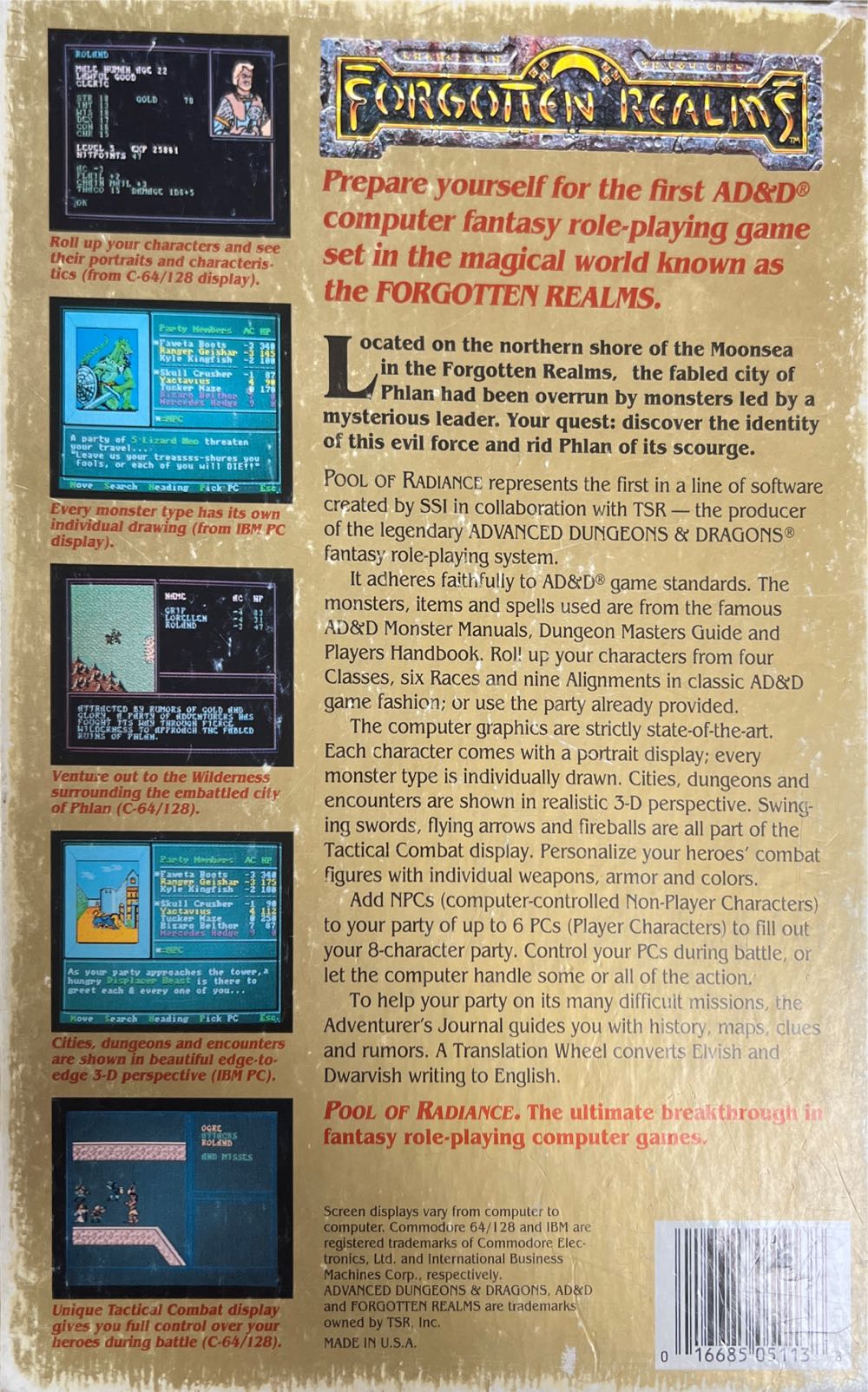 Pool Of Radiance - Commodore 64 video game collectible [Barcode 016685051138] - Main Image 2