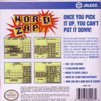 Word Zap - Nintendo Game Boy video game collectible - Main Image 2