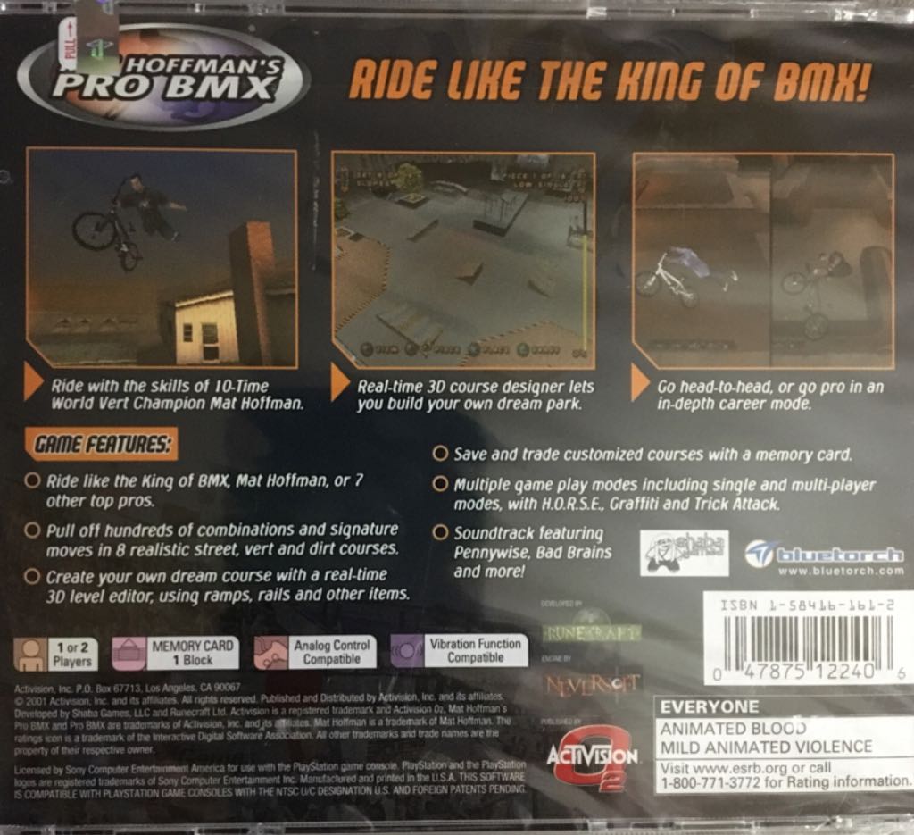 (2001) Mat Hoffman’s Pro BMX - Sony PlayStation (Activision 02 - 2) video game collectible [Barcode 047875122406] - Main Image 2