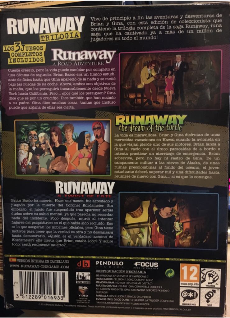 Runaway Trilogy - PC (Pendulo Studios - 1) video game collectible [Barcode 3512289016636] - Main Image 2