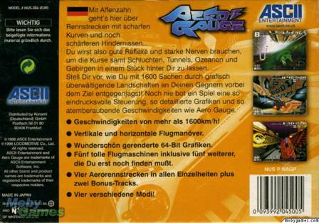 Aero Gauge - Nintendo 64 (N64) (ASCII Entertainment - 2) video game collectible [Barcode 4988606101528] - Main Image 2