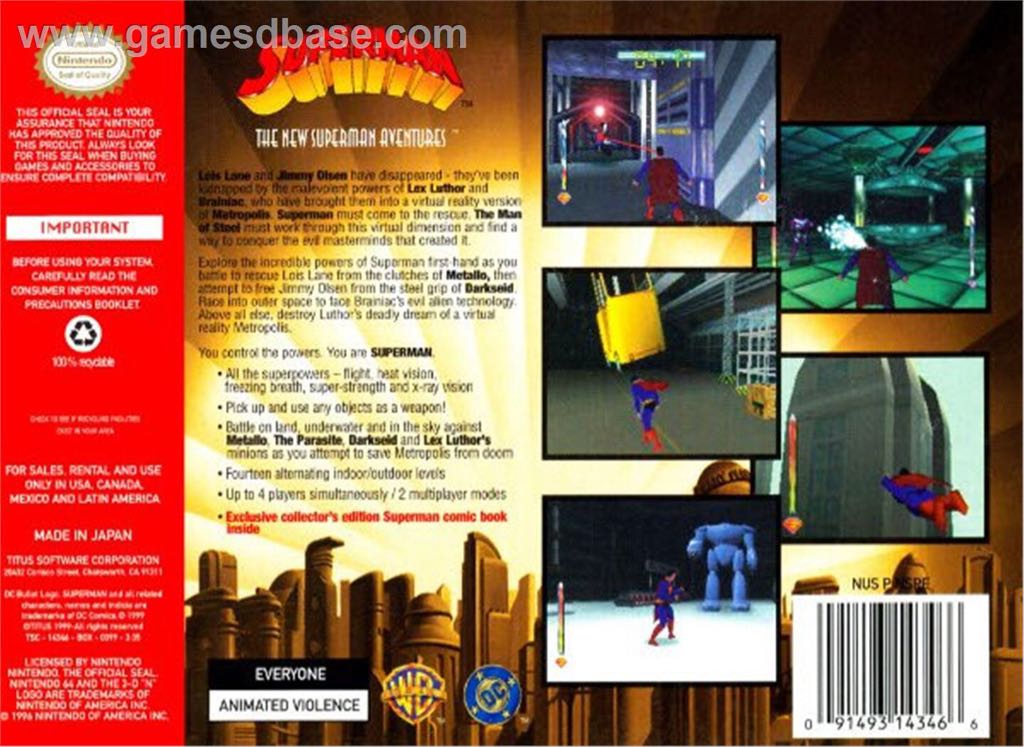 Superman 64 - Nintendo 64 (N64) (Titus Software) video game collectible - Main Image 2