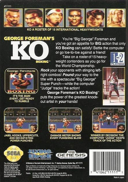 George Foreman’s KO Boxing - Sega Genesis (Mega Drive) (Flying Edge - 1-2) video game collectible [Barcode 741062111111] - Main Image 2