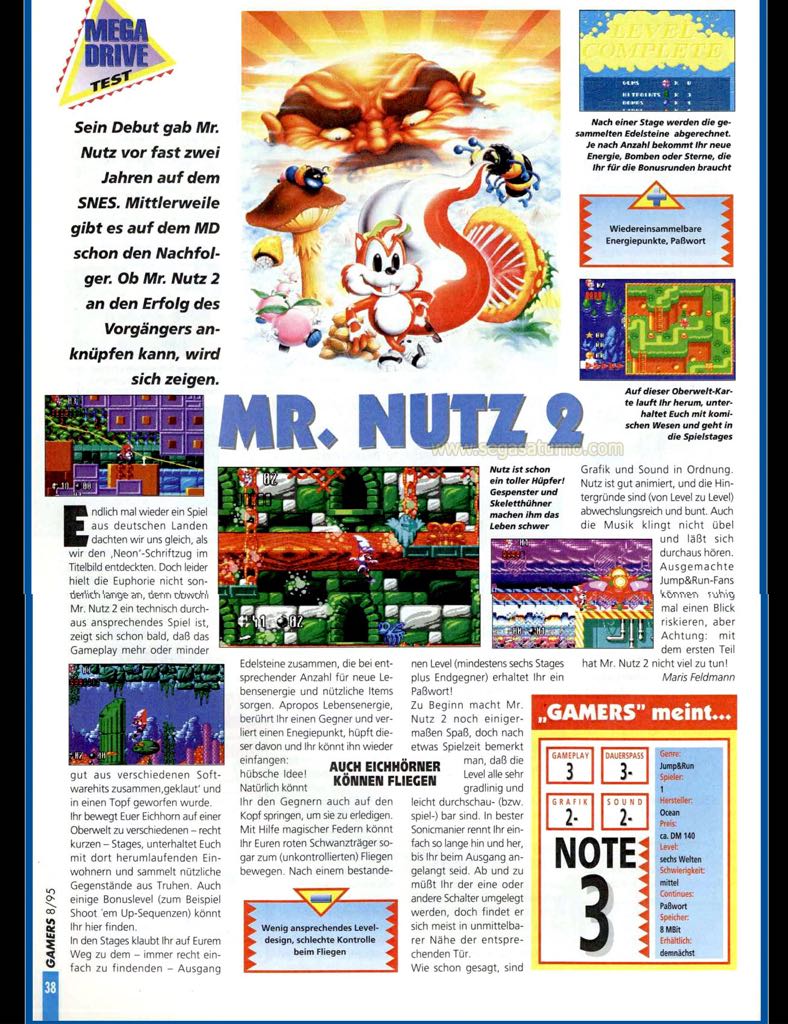 Mr. Nutz - Sega Mega Drive (Ocean Software - 1) video game collectible [Barcode 5013156810008] - Main Image 2
