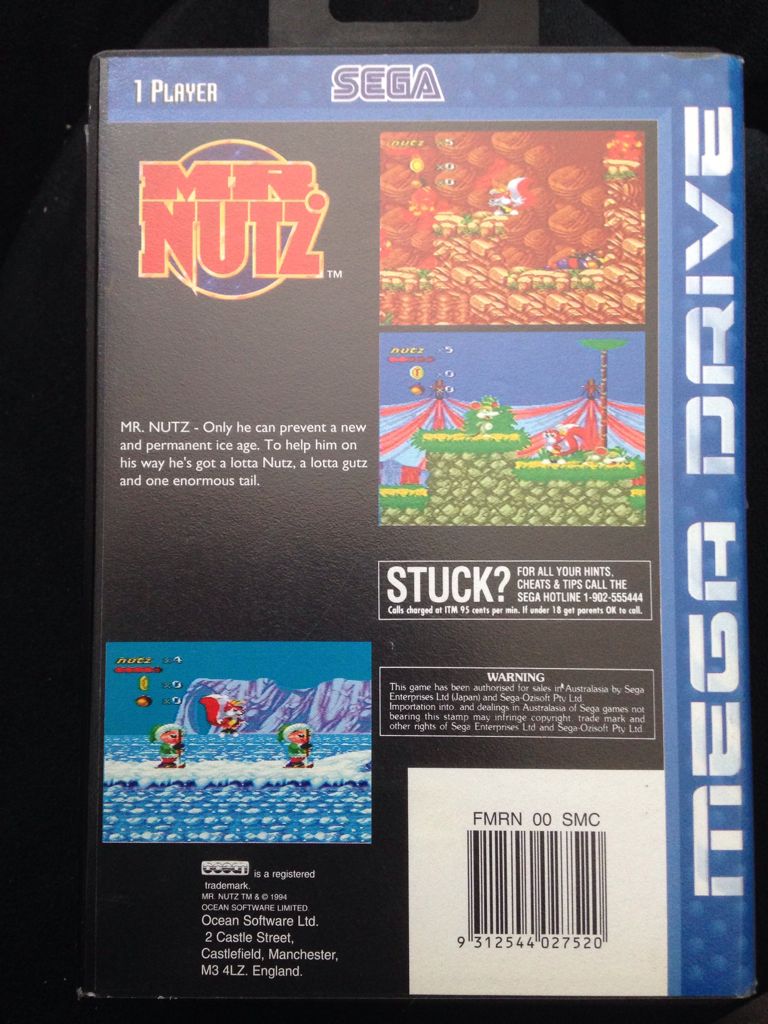 Mr. Nutz - Sega Mega Drive (Ocean - 1) video game collectible [Barcode 9312544027520] - Main Image 2