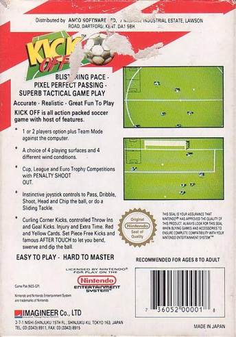 Kick Off - Nintendo Entertainment System (NES) video game collectible [Barcode 736052000032] - Main Image 2