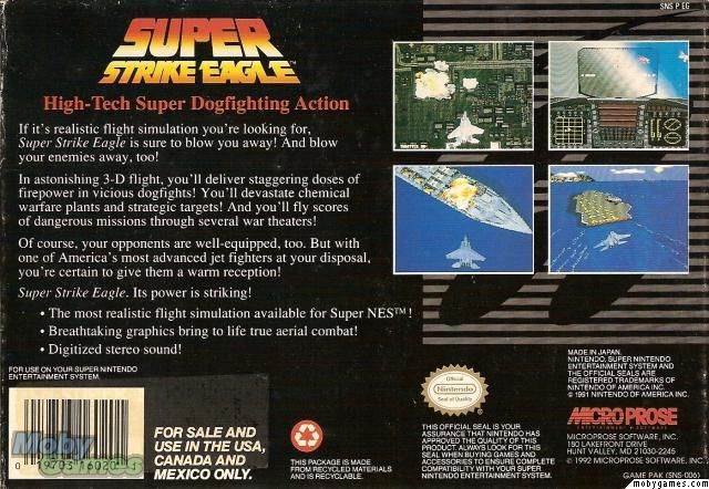 Super Strike Eagle - Nintendo Super Nintendo Entertainment System (SNES) video game collectible - Main Image 2