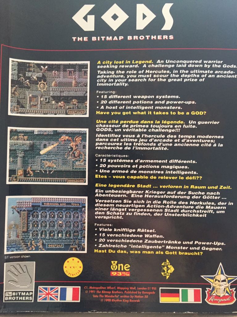 Gods - Atari ST (The Bitmap Brothers) video game collectible [Barcode 5018247400038] - Main Image 2