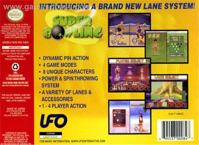Super Bowling - Nintendo 64 (N64) (UFO - 4) video game collectible [Barcode 695537000847] - Main Image 2