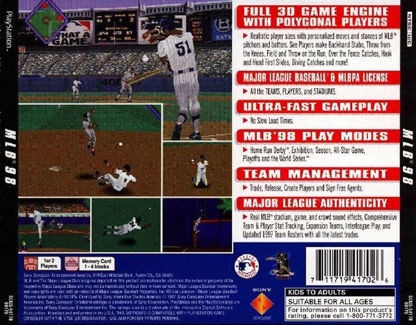 MLB 98 - Sony PlayStation (Sony Computer Entertainment - 2) video game collectible [Barcode 711719417026] - Main Image 2