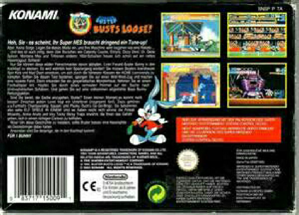 Tiny Toon Adventures: Buster Busts Loose - Nintendo Super Nintendo Entertainment System (SNES) (Konami - 1) video game collectible - Main Image 2