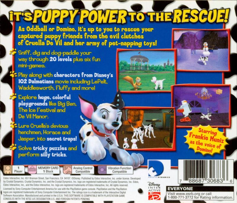 Disney’s 102 Dalmatians: Puppies To The Rescue - Sony PlayStation (Disney Interactive Studios - 1) video game collectible [Barcode 788687306836] - Main Image 2