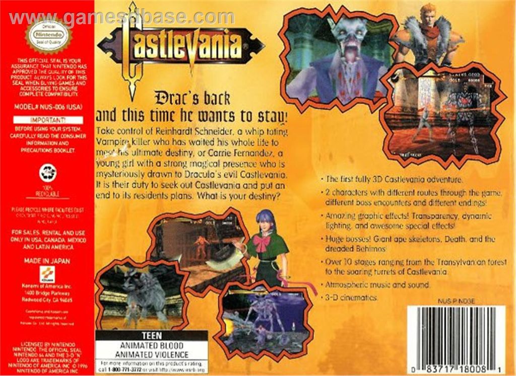 Castlevania 64 - Nintendo 64 (N64) (Konami) video game collectible - Main Image 2